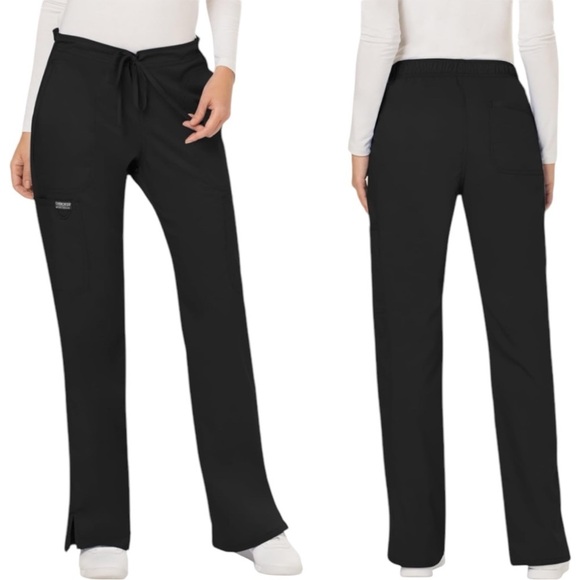 NEW Cherokee Workwear Drawstring Soft Stretch Black Scrub Pants Women’s Size L - Picture 2 of 12